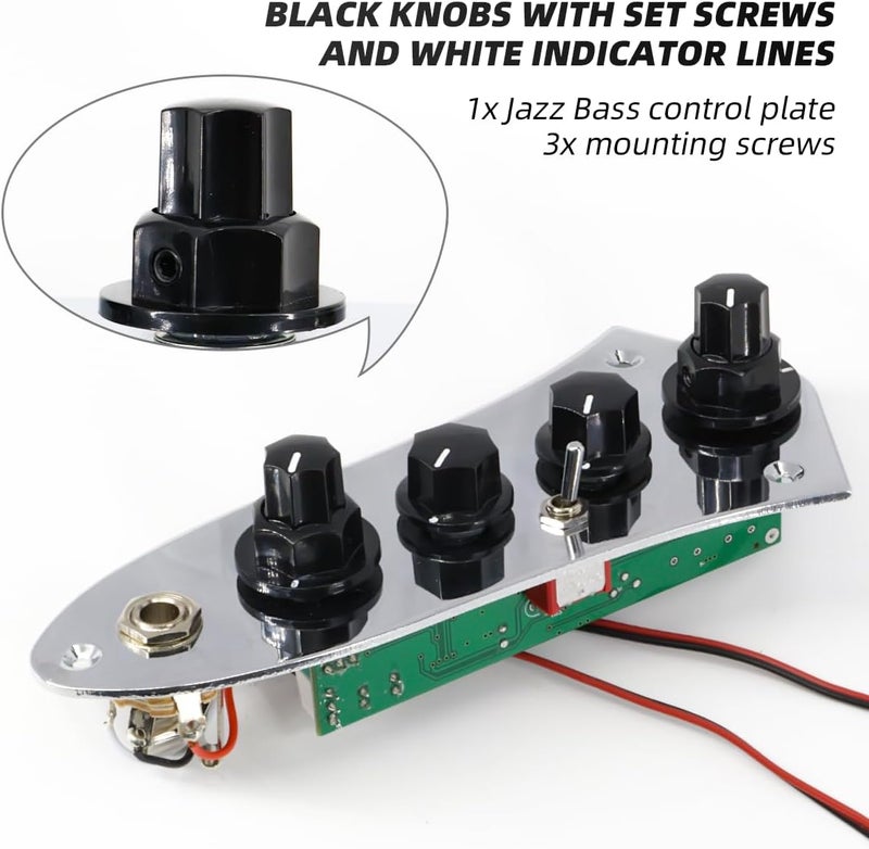 Domofa Prewired Control Plate Loaded Control Board with Wiring Harness Active/Passive Switchable for Jazz Bass Guitar Replacement Parts - Image 5